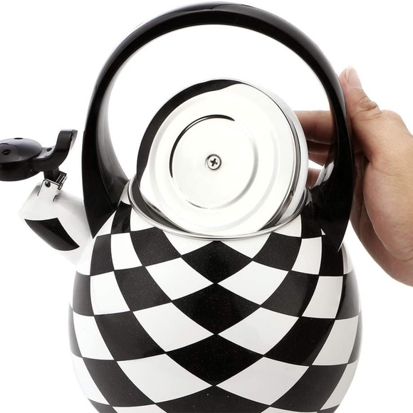 COPY - Whistling Tea Kettle for Stove Top Black Diamond Checher Decor Enamel on… - Picture 2 of 10